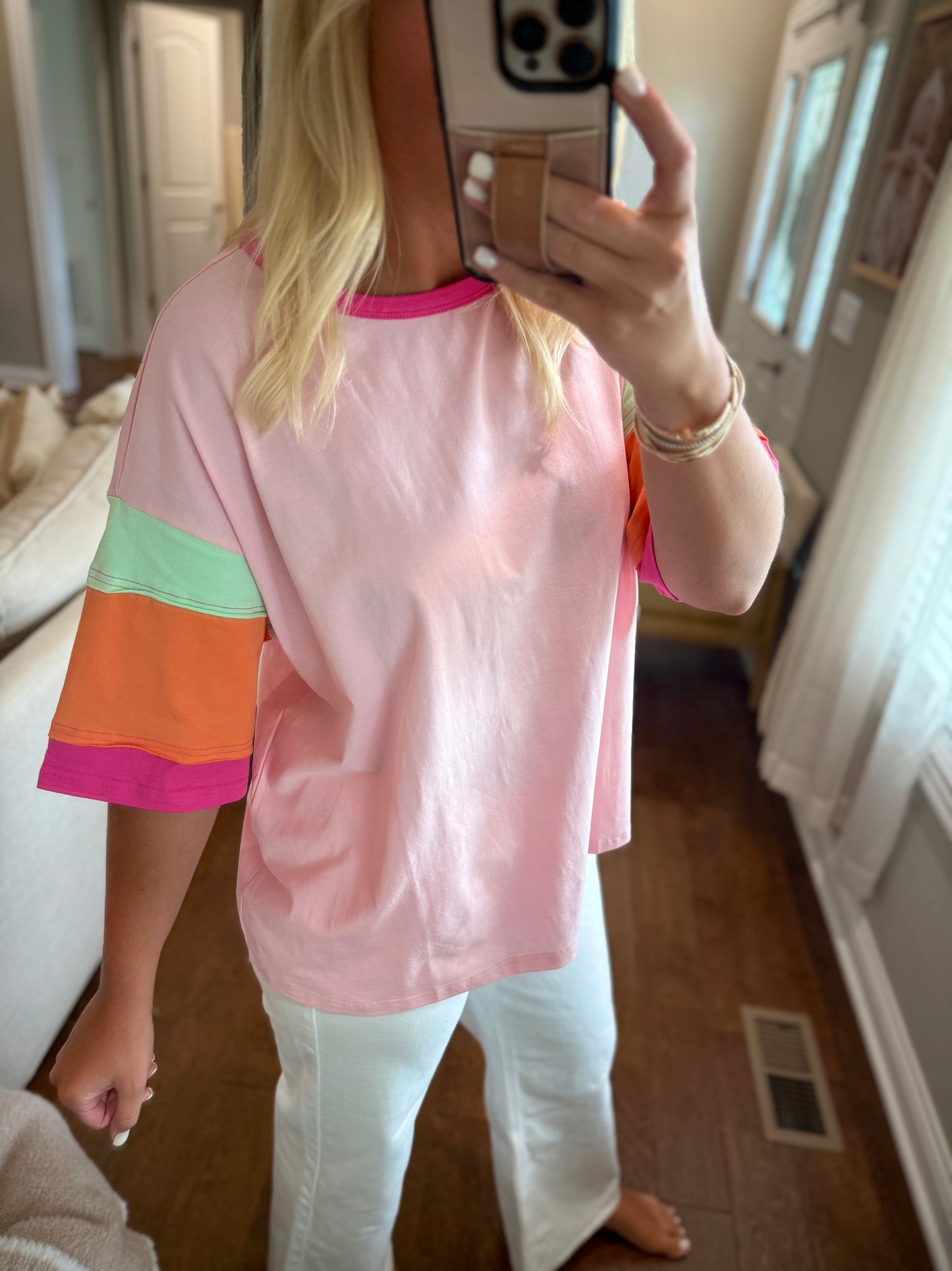 Colorblock 3/4 Sleeve Top
