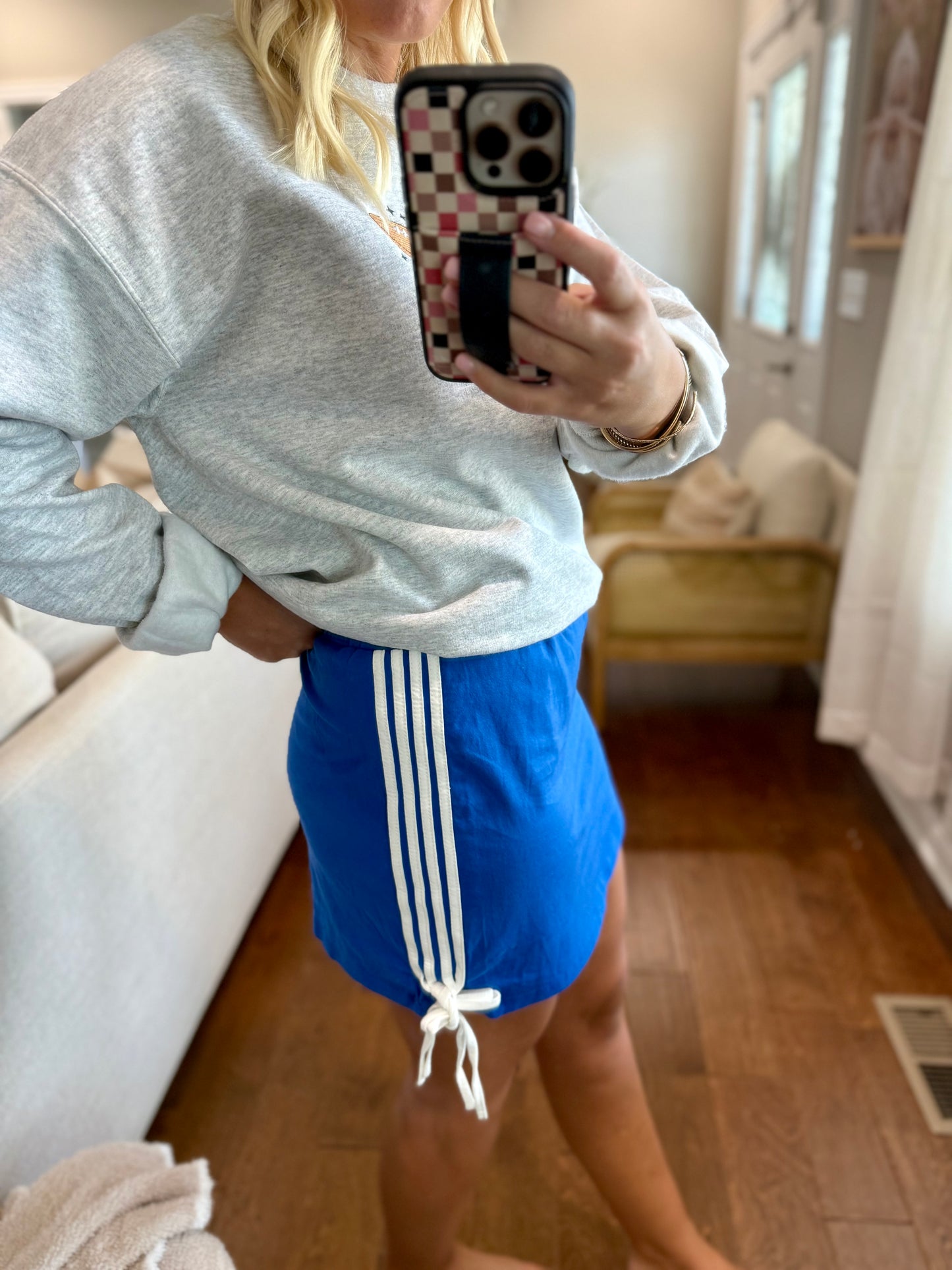 Blue Striped Detail Skirt