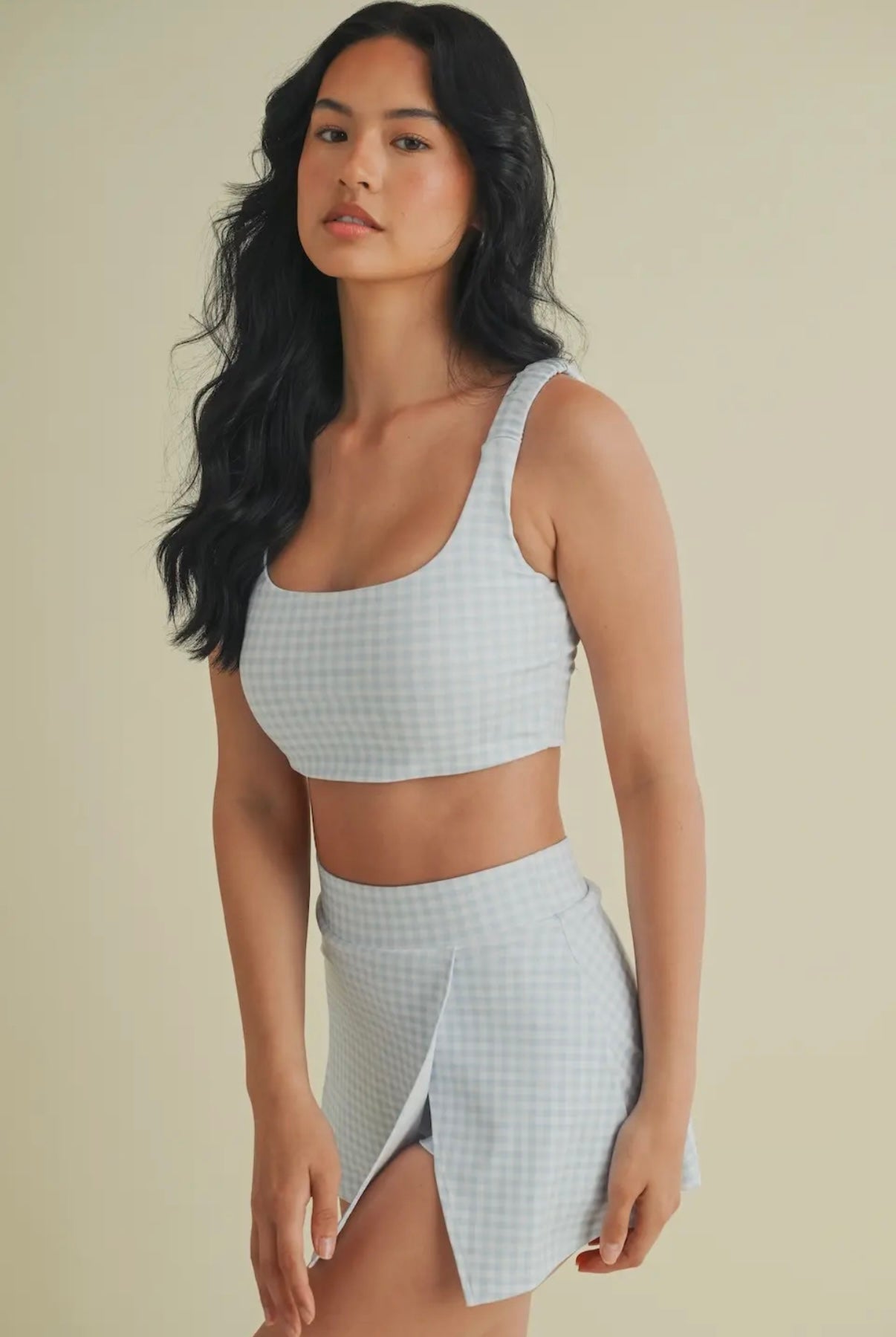Blue Gingham Skort Set
