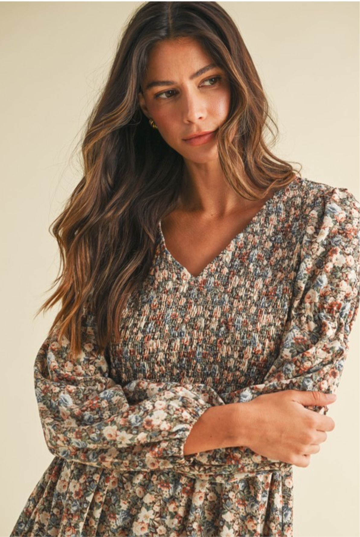 Vintage Floral Smocked Dress