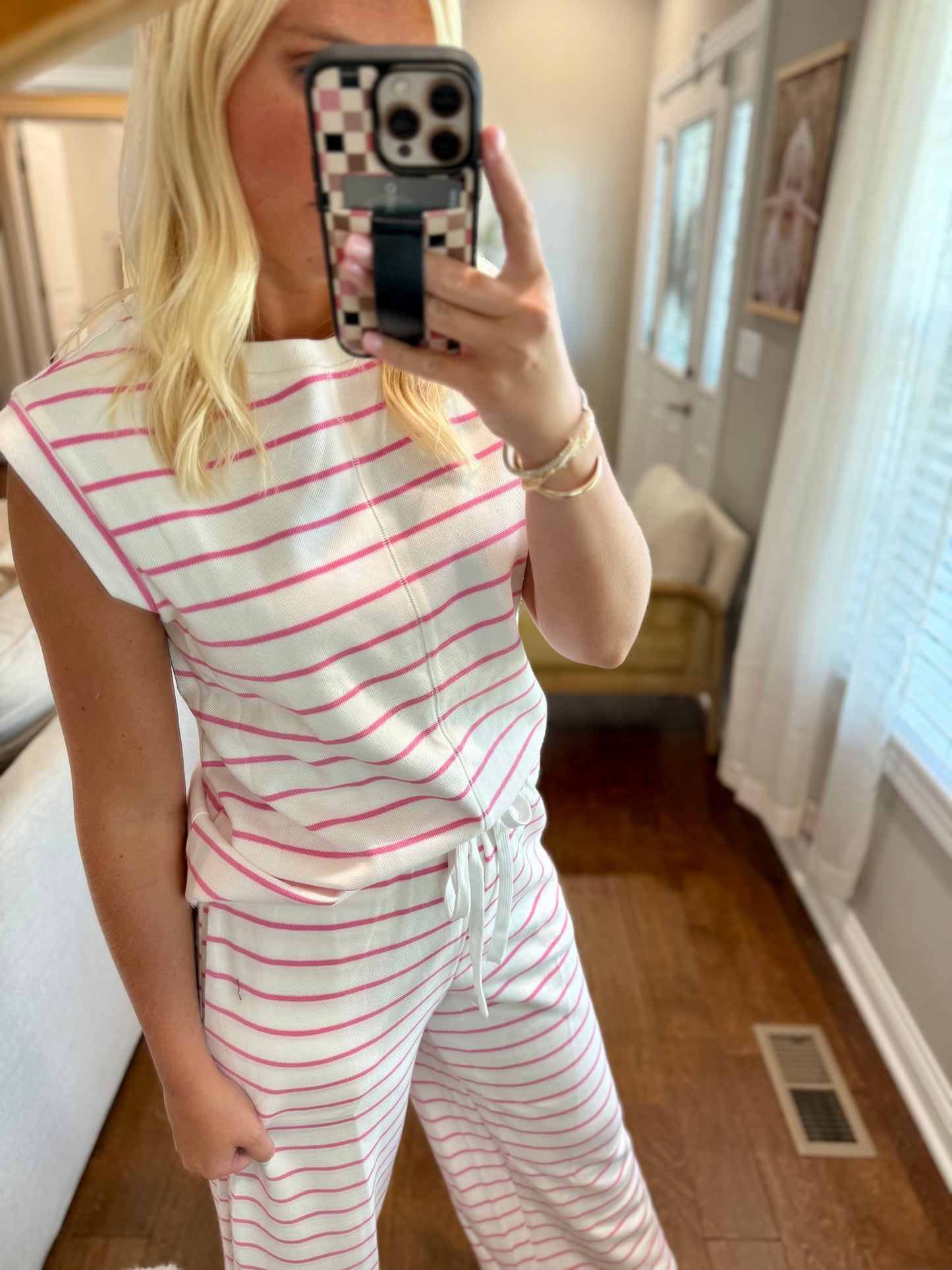 Pink Striped Textured Set