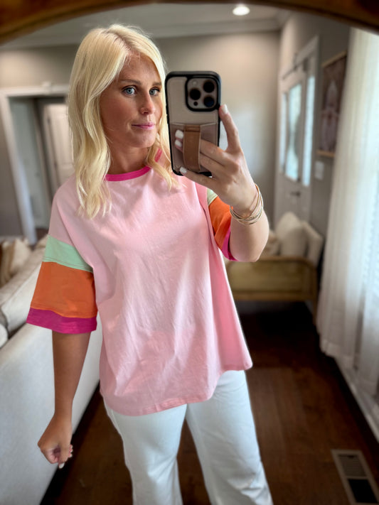 Colorblock 3/4 Sleeve Top