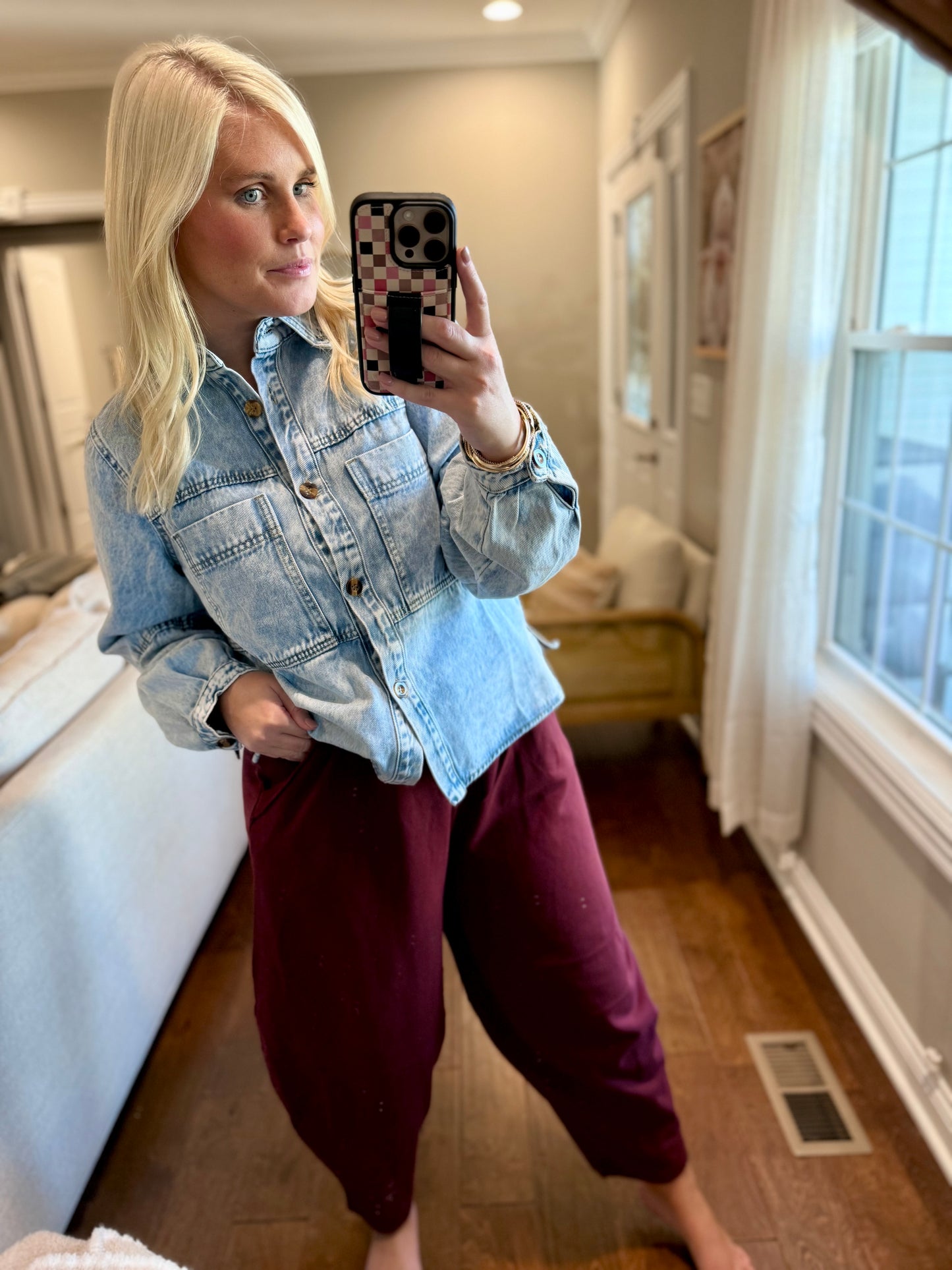 Burgundy Barrel Cozy Pant