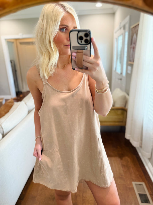 Mineral Washed Mini Tank Dress