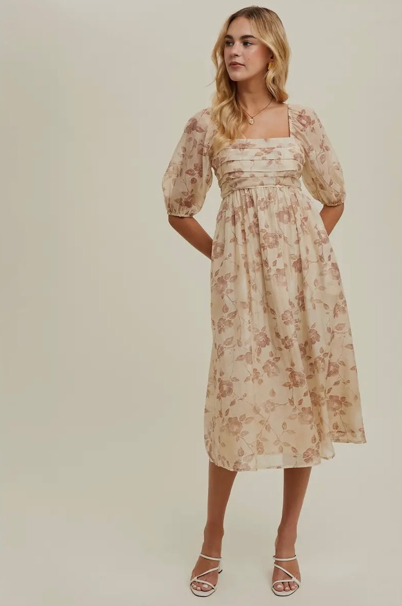 Floral Pleated Midi Dress