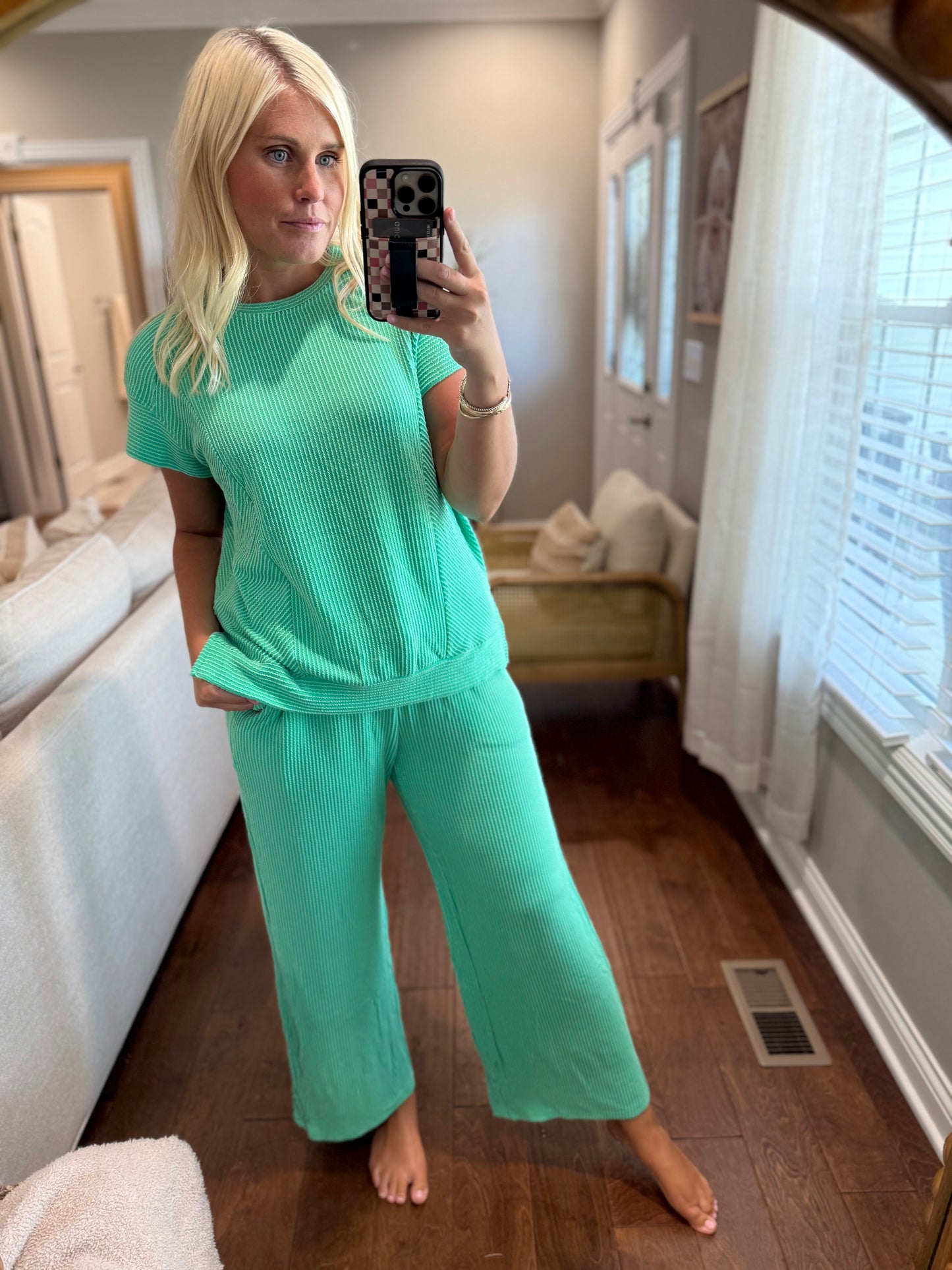 Green Ribbed Set
