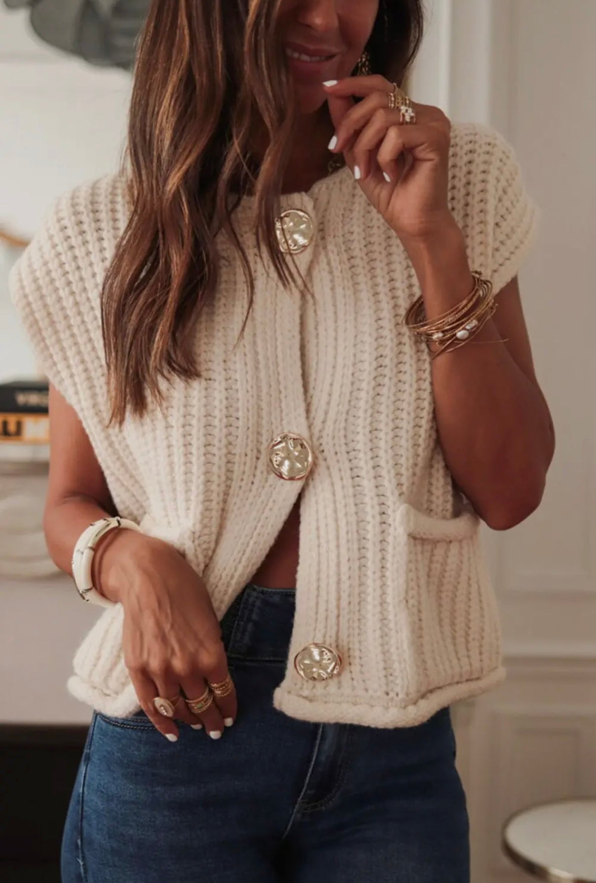 Solid Knit Sweater Vest