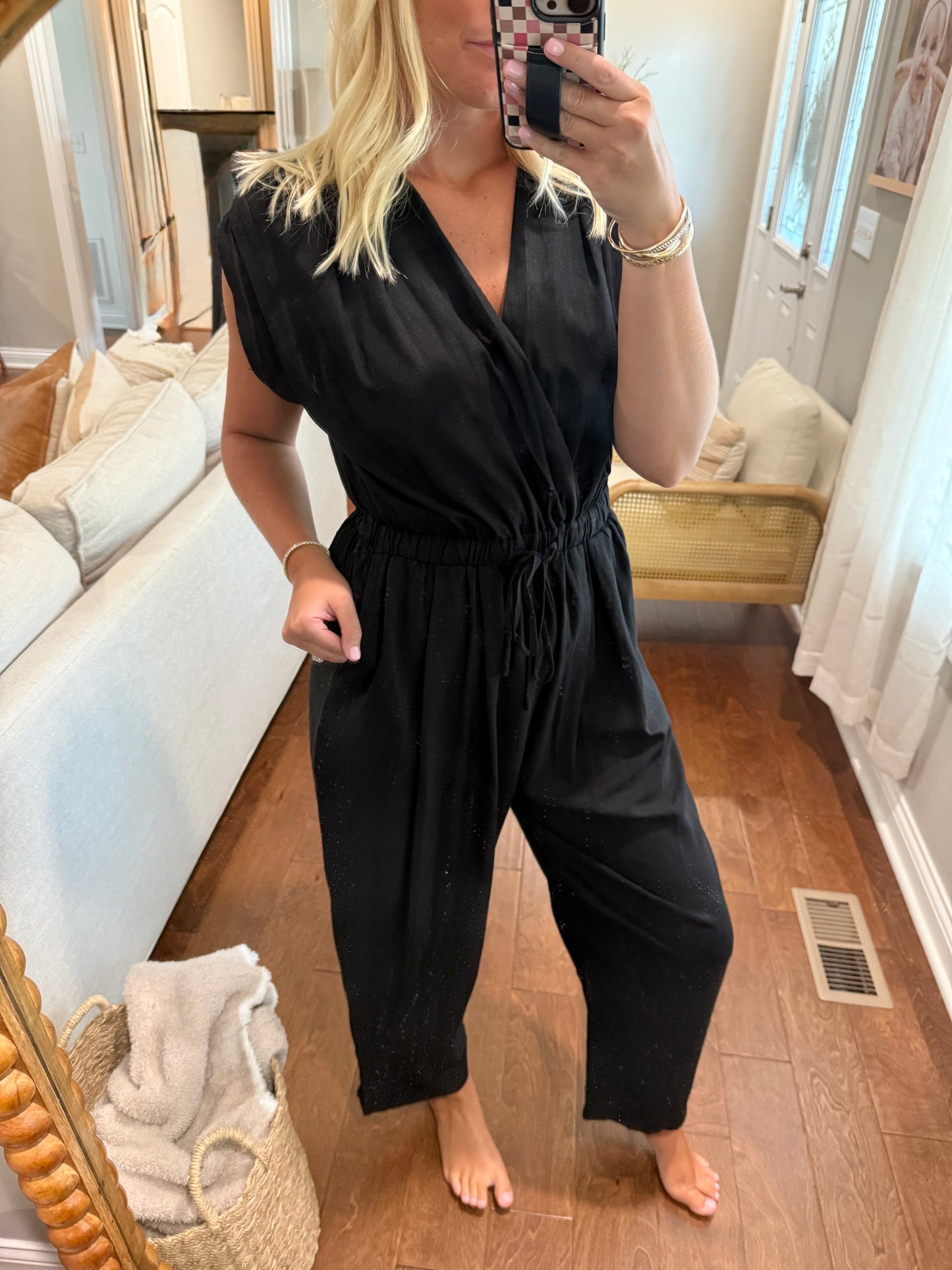 Woven Linen Relaxed Jumpsuit
