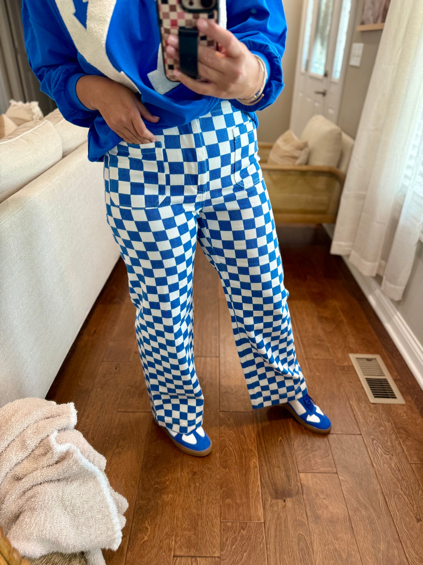 Blue Check Gameday Pants