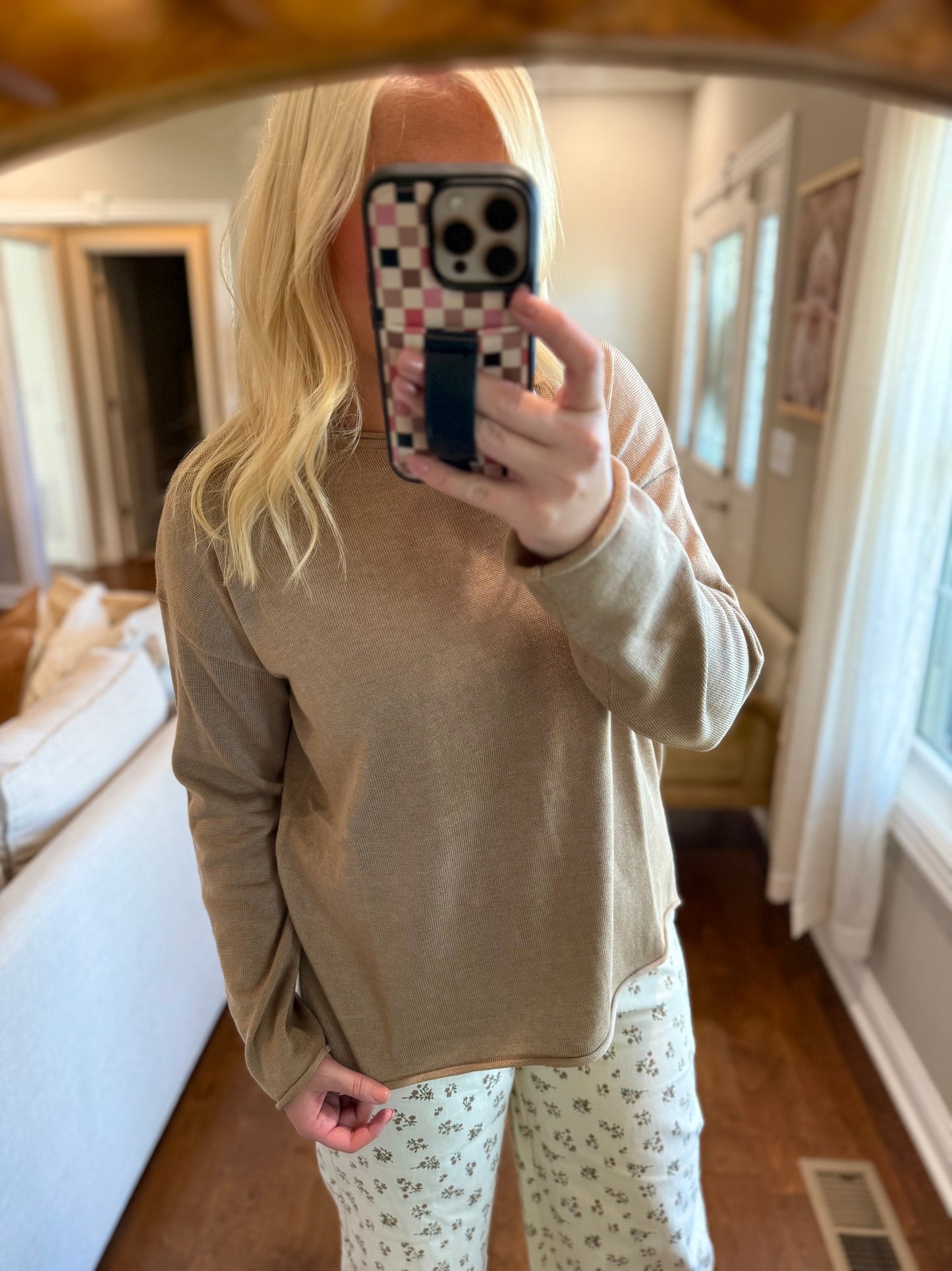 Mocha Raw Edge Sweater