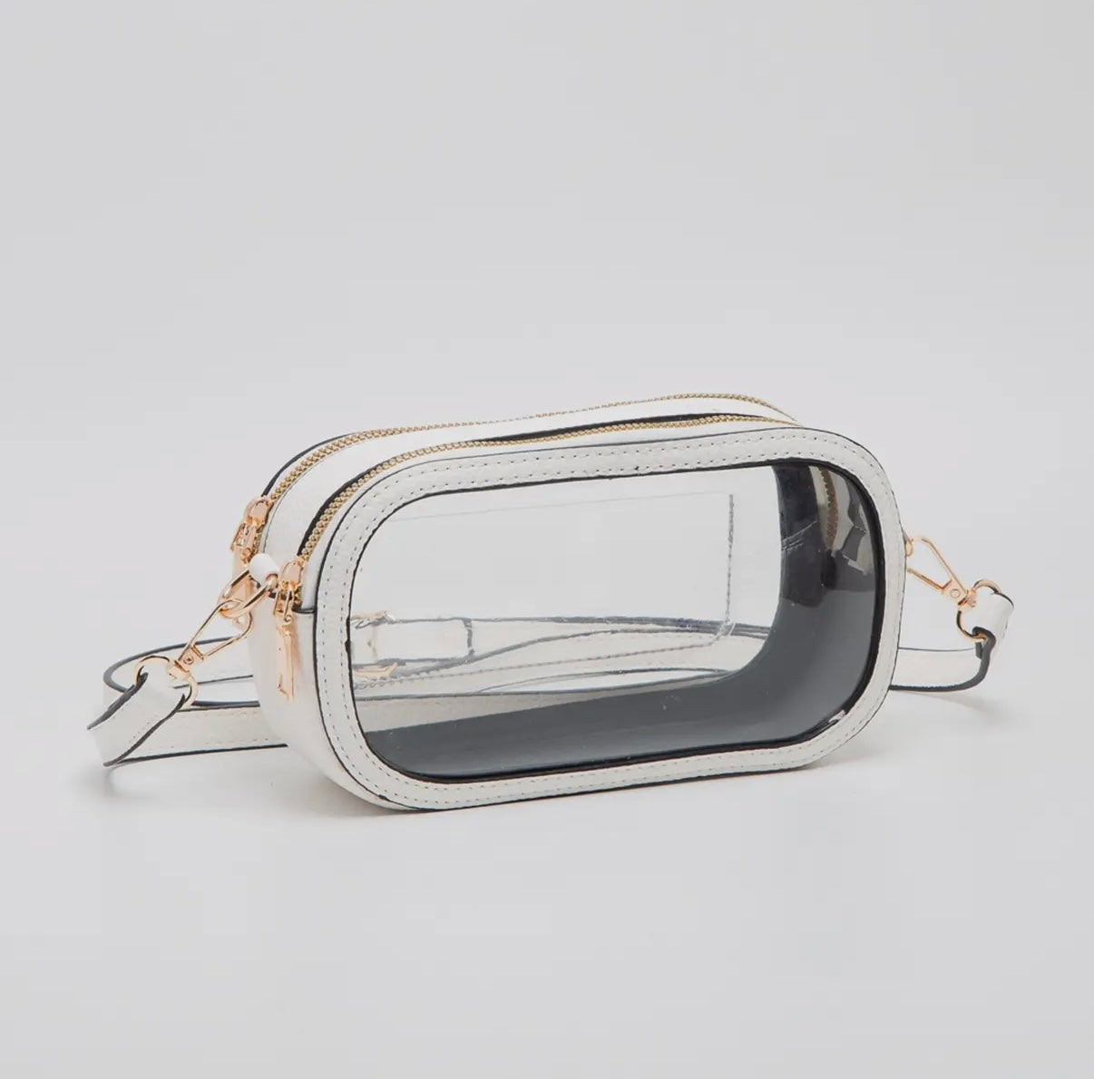 White Double Zipper Clear Bag