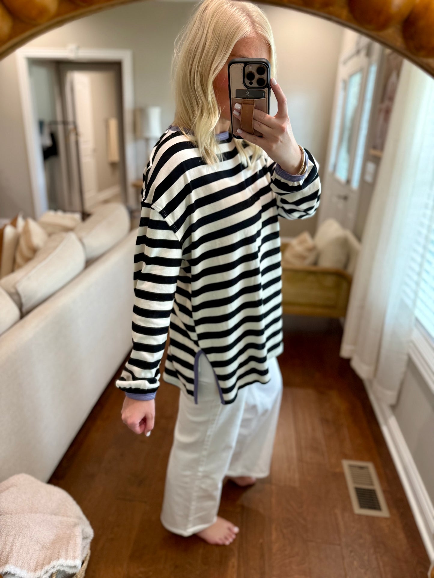 Black/White Stripe Top