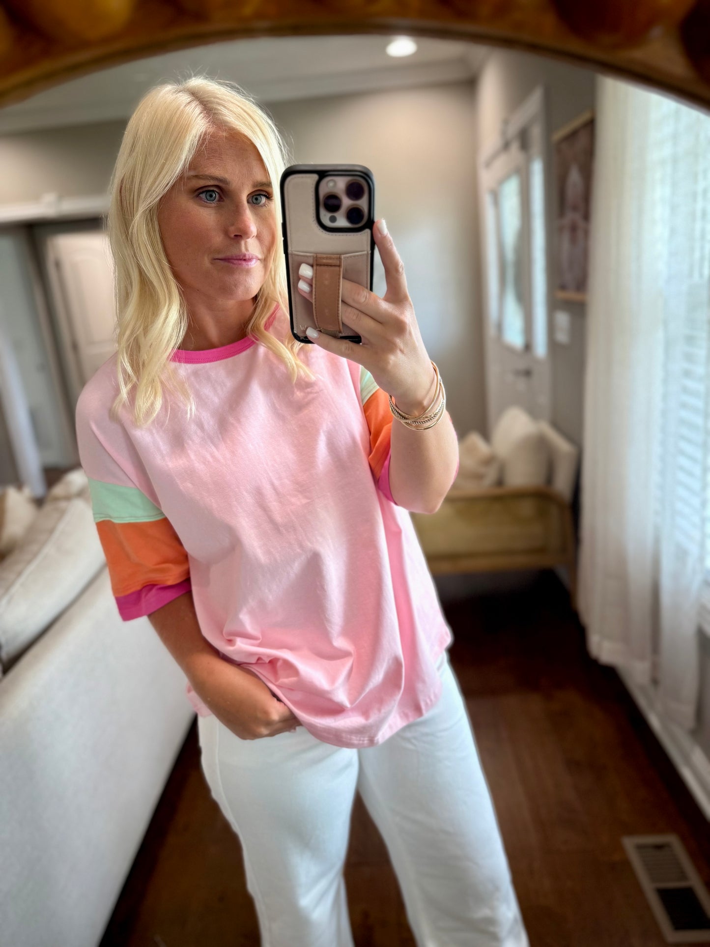 Colorblock 3/4 Sleeve Top