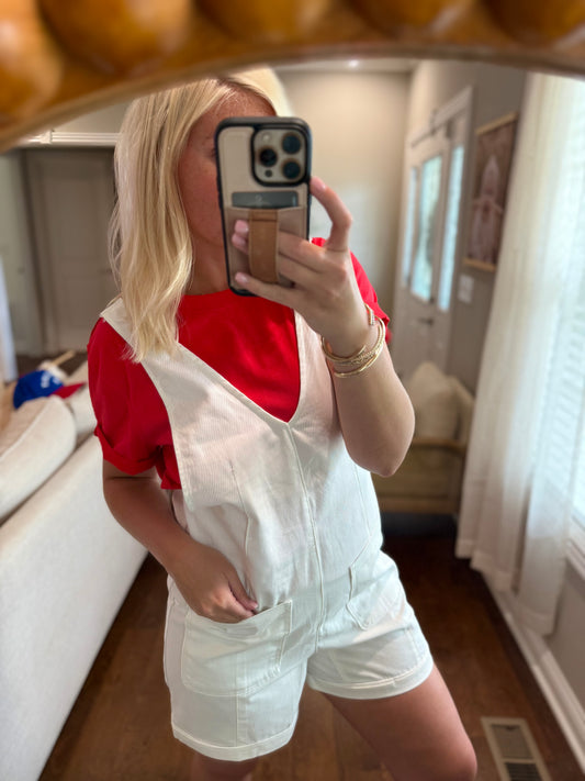White Denim Overall