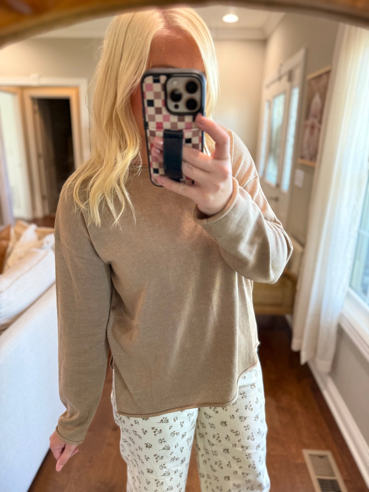 Mocha Raw Edge Sweater