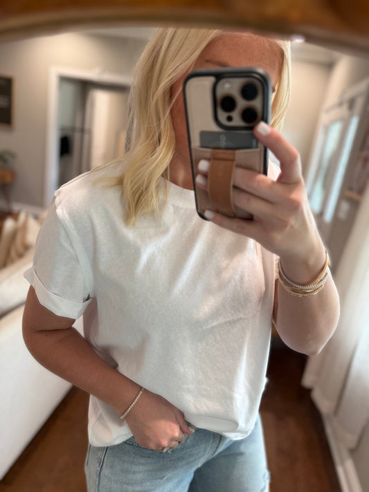 White Tee (rolled sleeve detail)