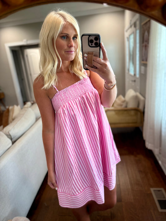 Pink Stripe Babydoll Dress