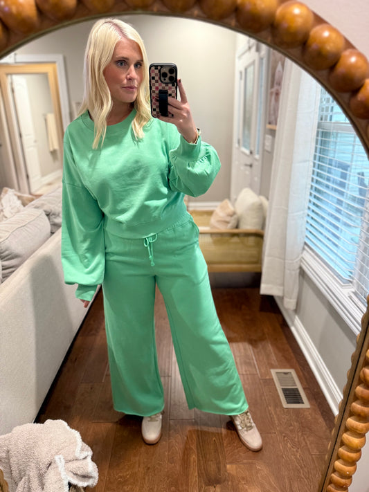 Green Wide Leg Pant Set