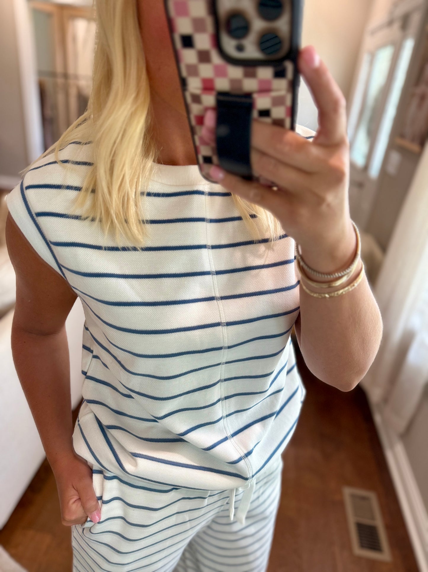 Navy Stripe Textured Set