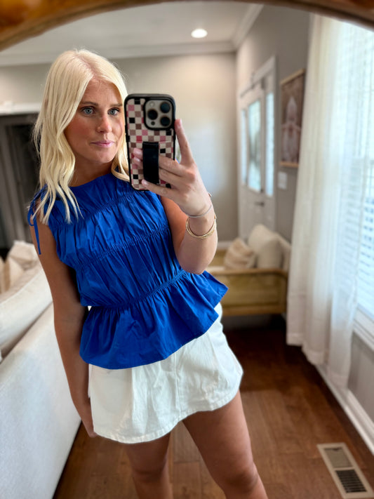 Royal Blue Ruched Top