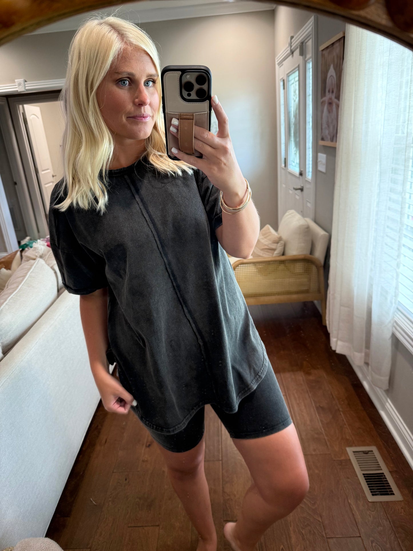 Black Biker Short Set