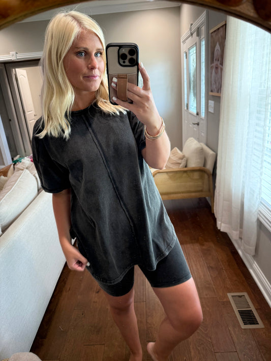 Black Biker Short Set