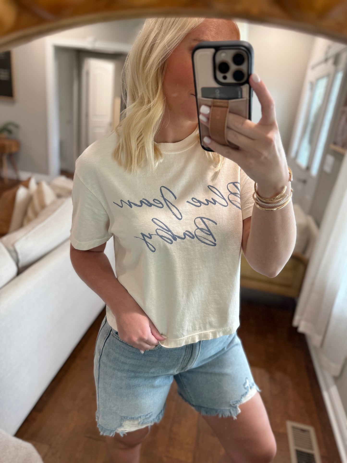 “Blue Jean Baby” T-Shirt- Ivory