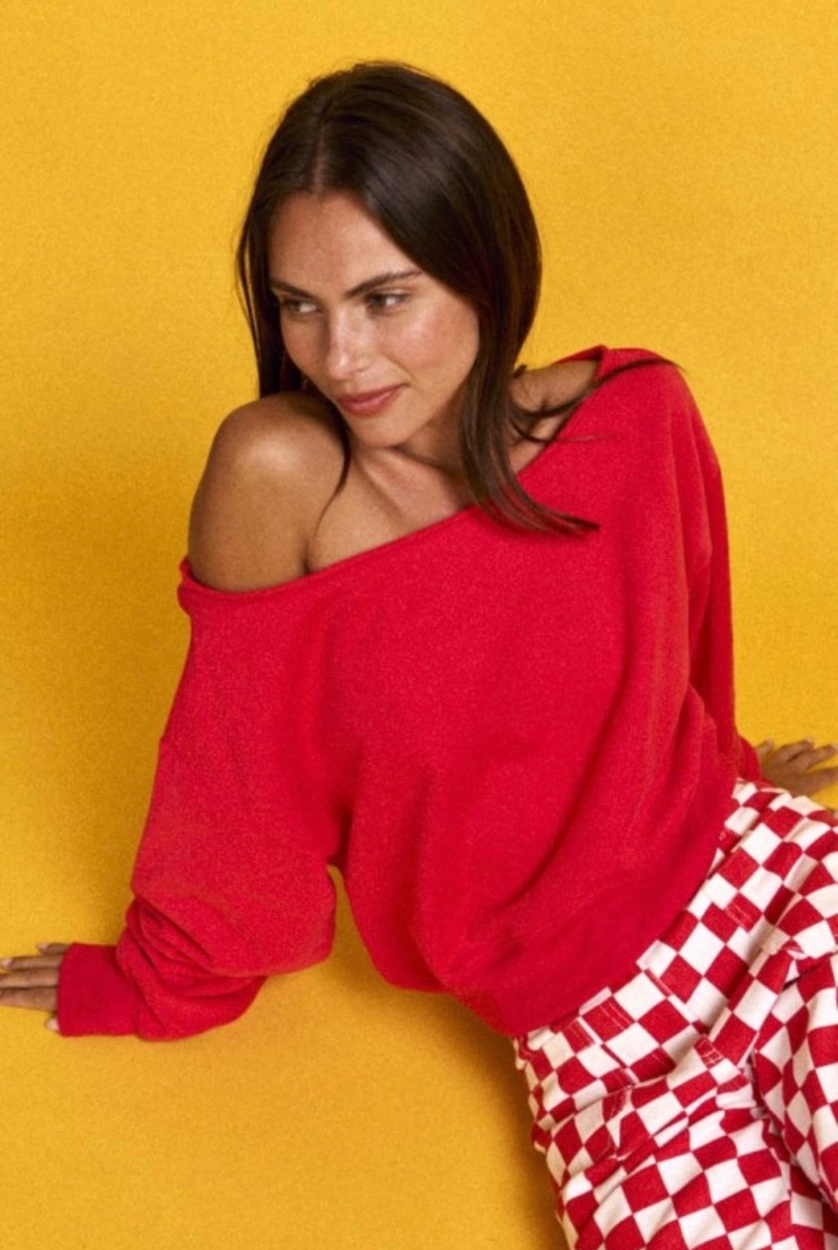 Off-Shoulder Red Top
