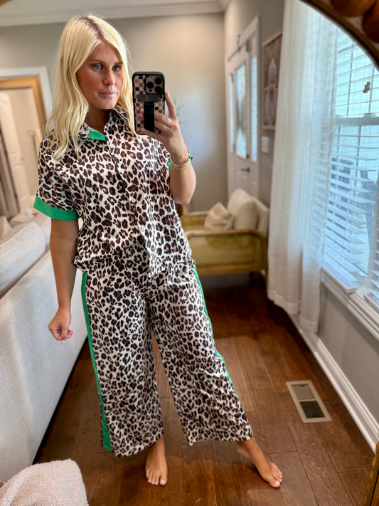 Leopard Trimmed Lounge Set