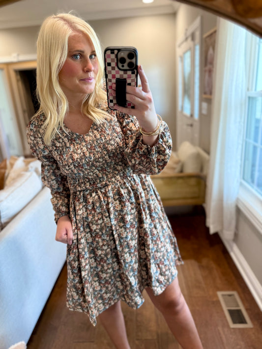 Vintage Floral Smocked Dress