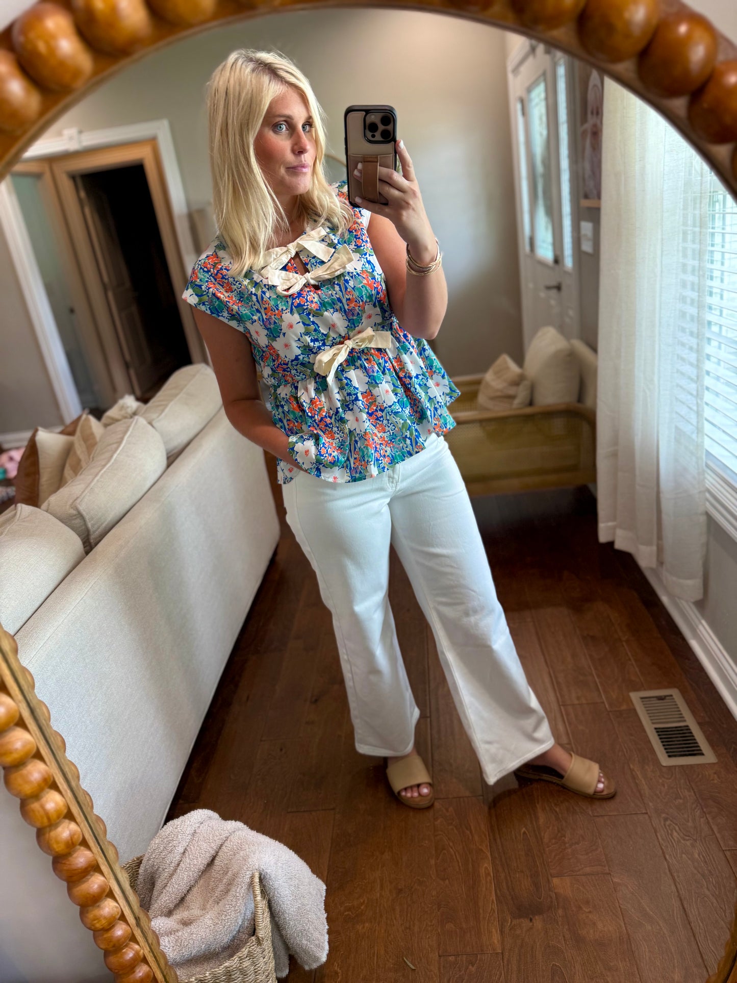 Green Floral Peplum Blouse