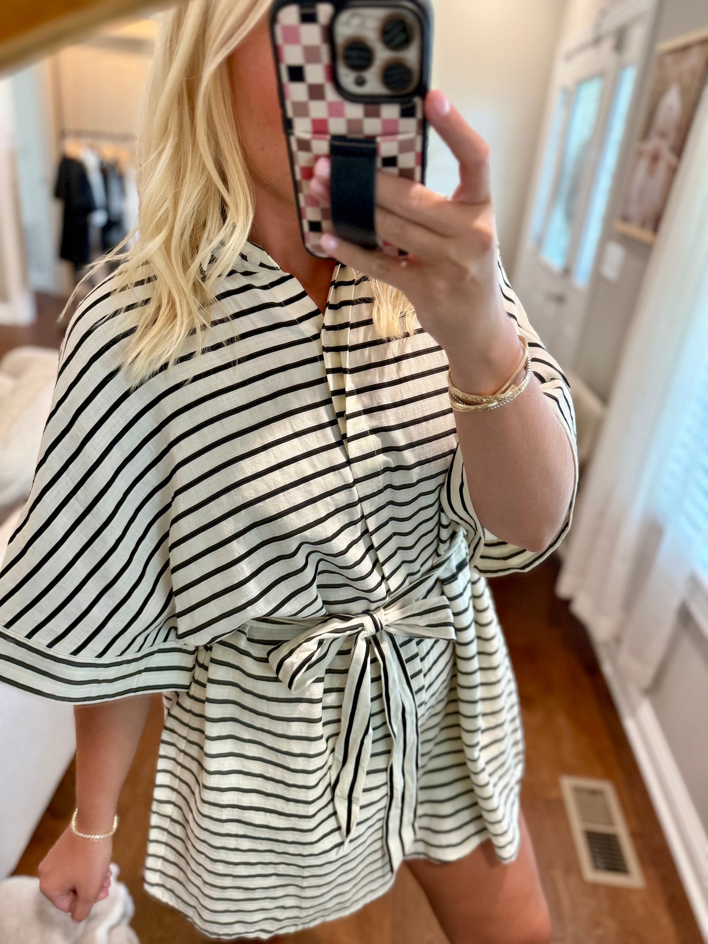 Cream & Black Belted Romper