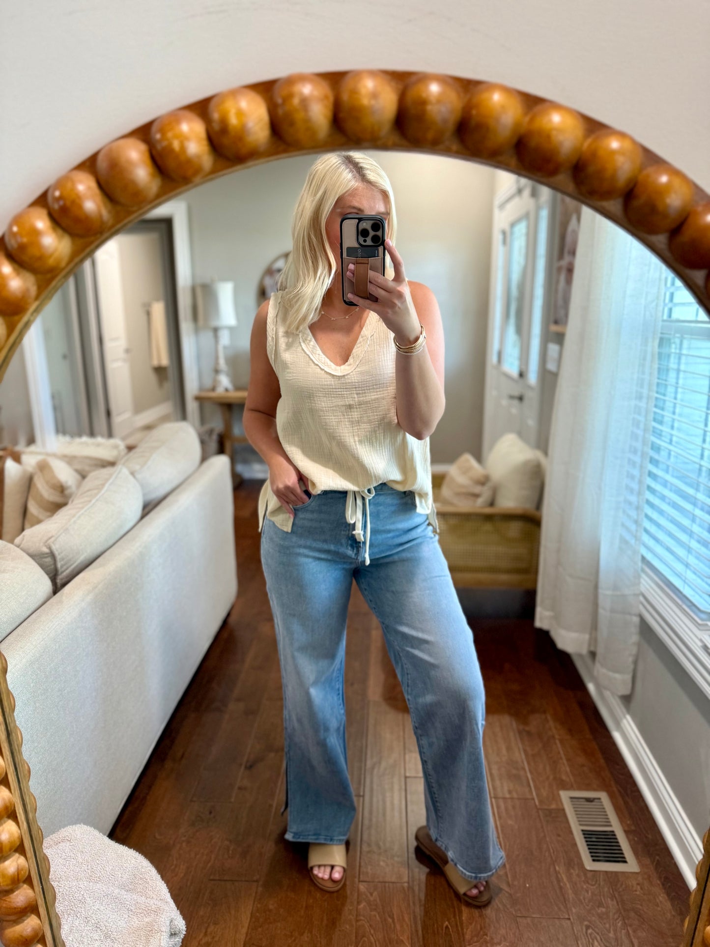 Side Slit Wide Leg Jean