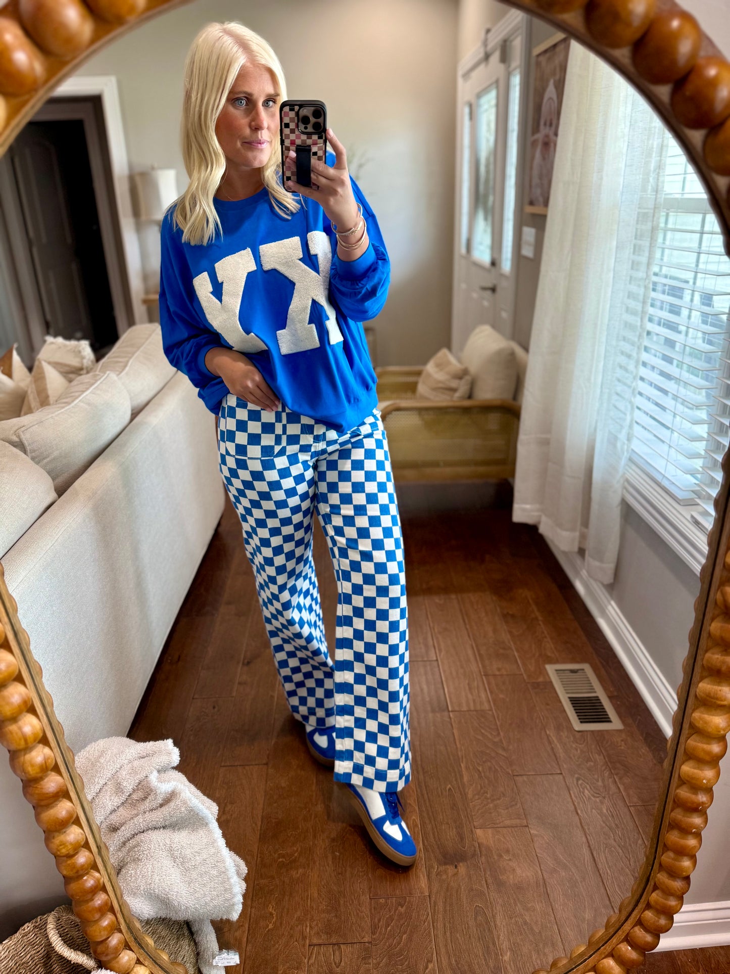 Blue Check Gameday Pants