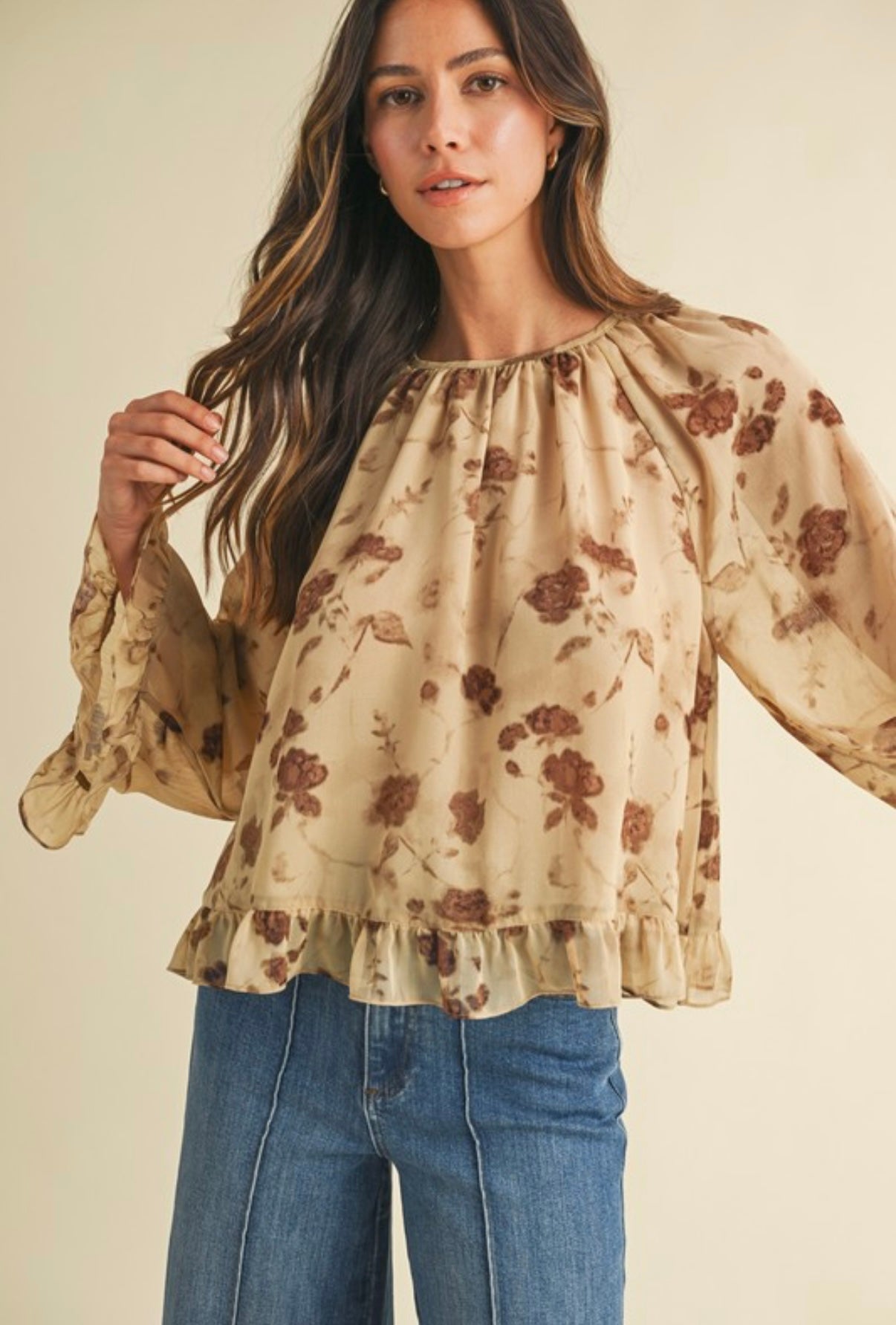 Taupe Chiffon Blouse