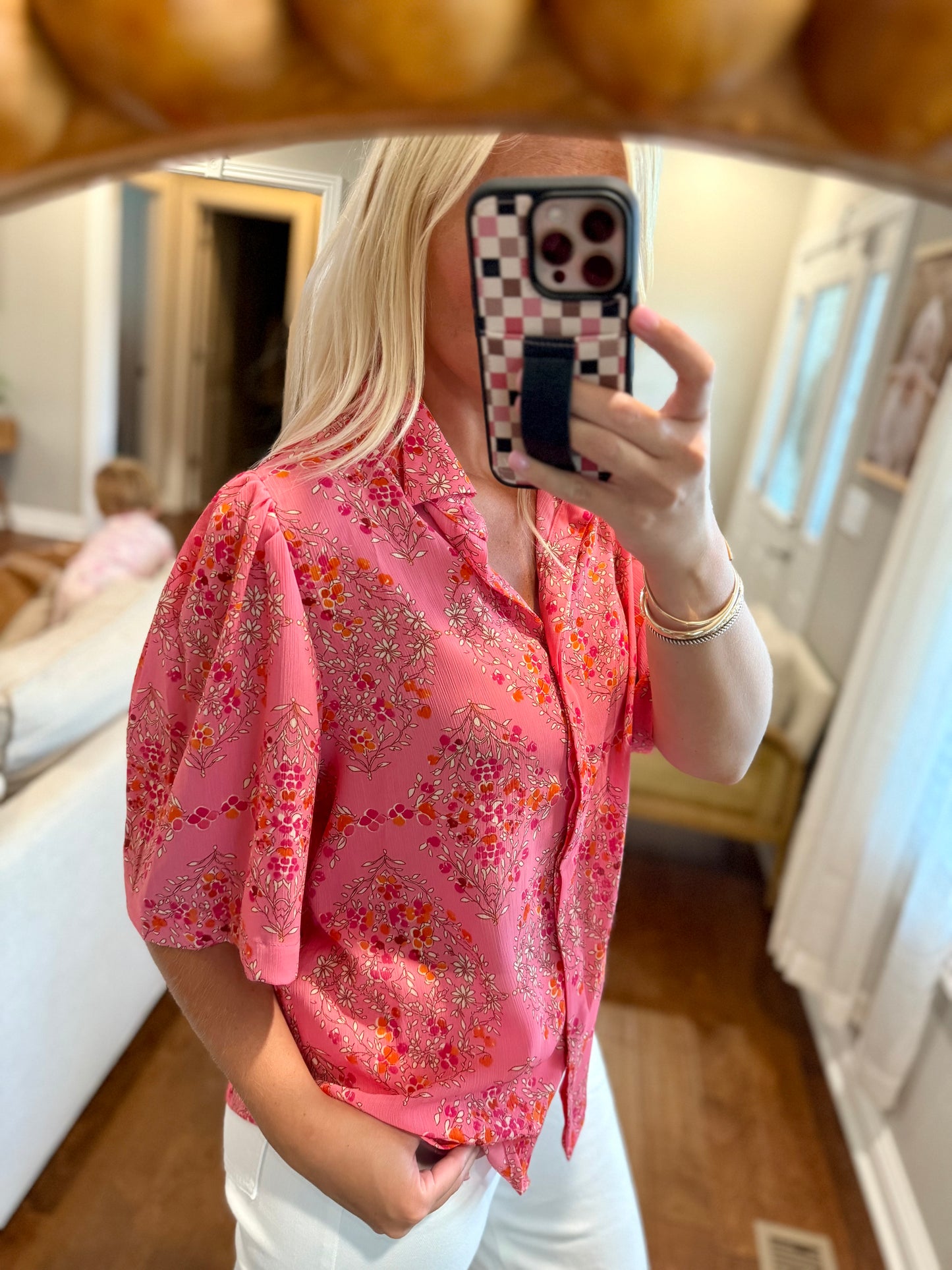 Floral Buttoned Top