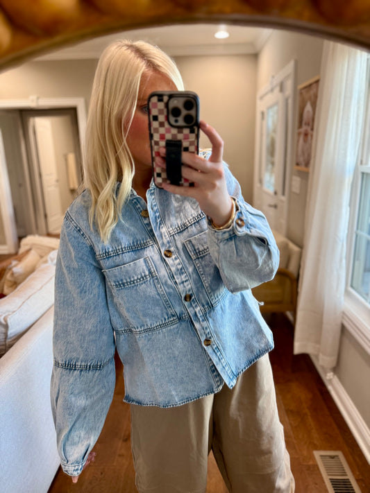Denim Button Top