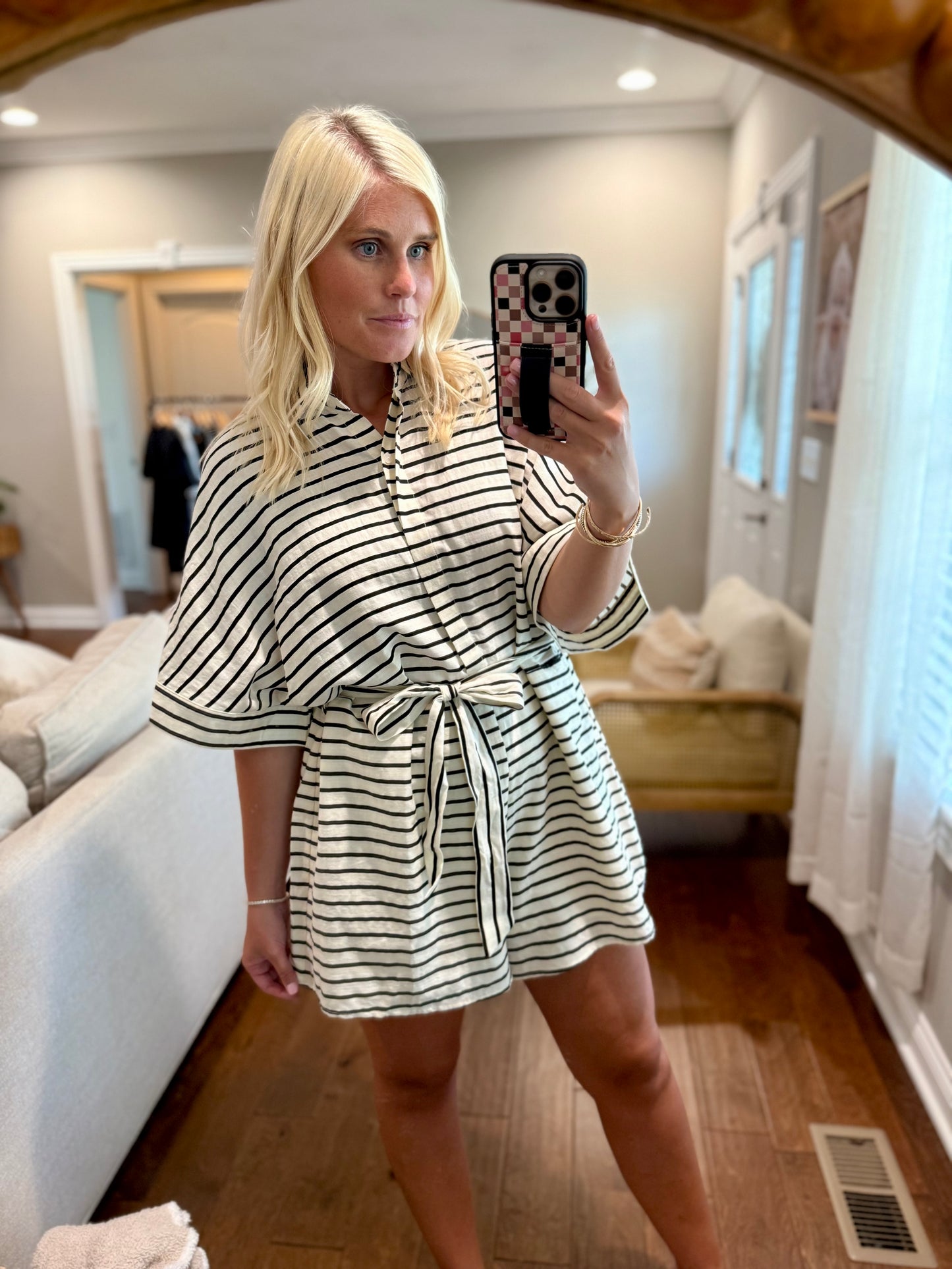 Cream & Black Belted Romper