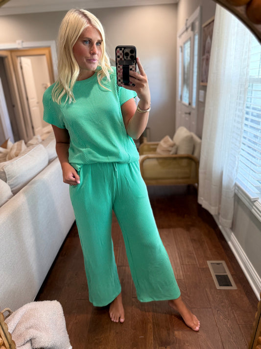 Green Ribbed Set