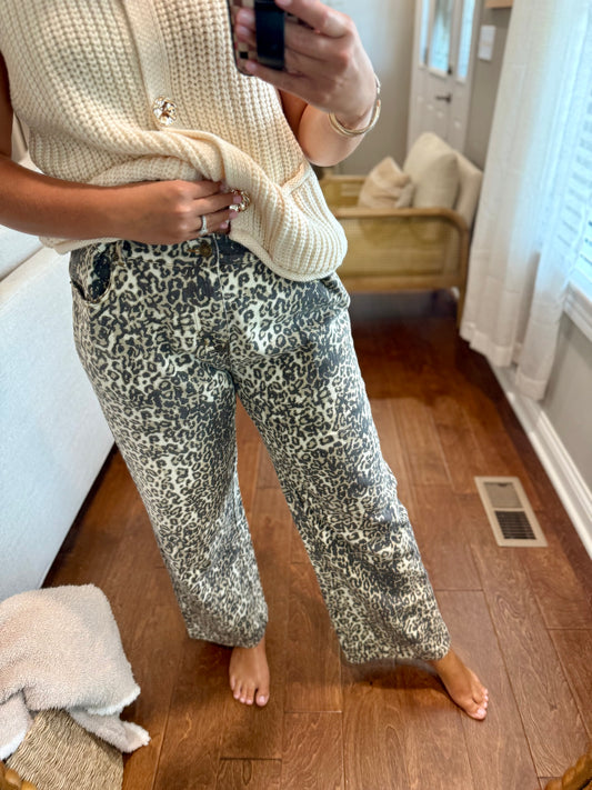 Leopard Cotton Twill Pants