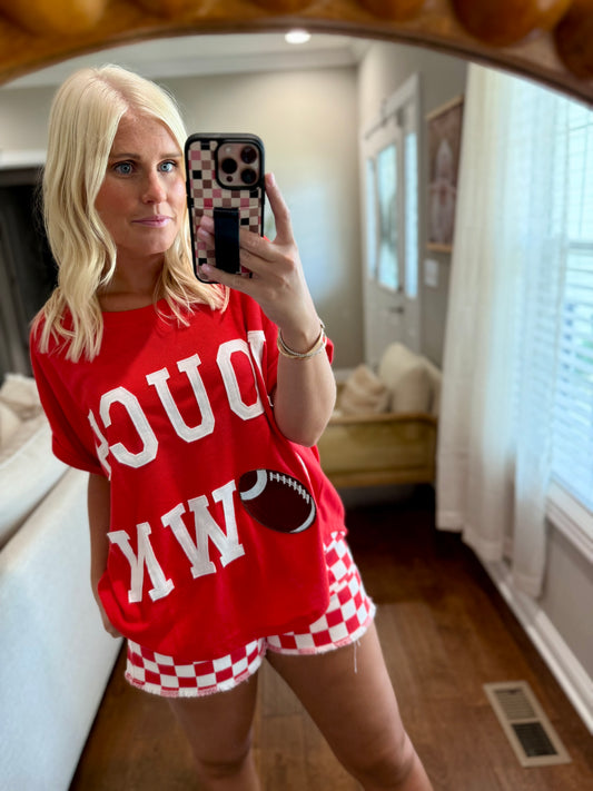 Touchdown Waffle Patchwork Top
