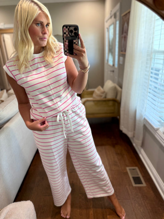 Pink Striped Textured Set
