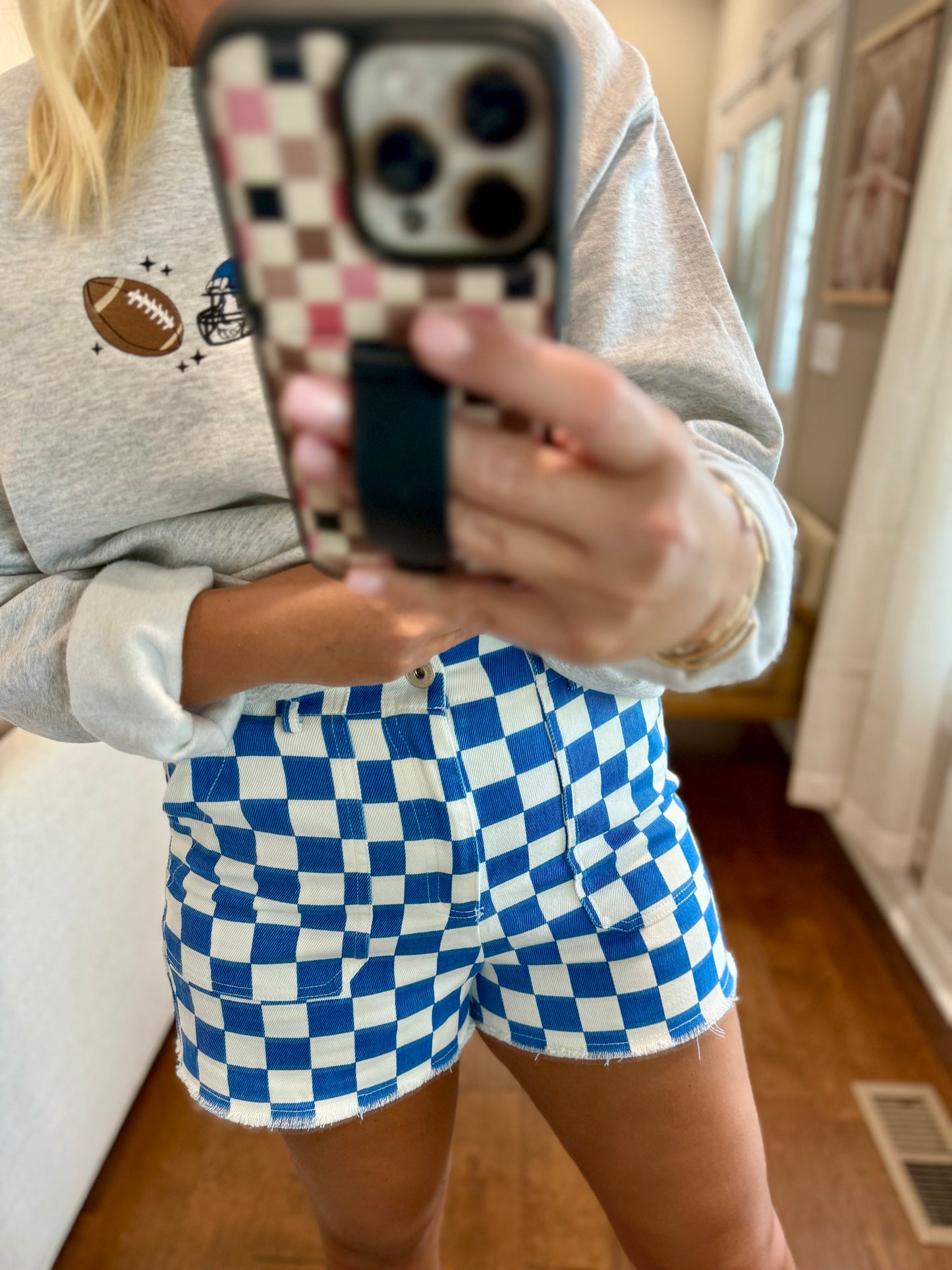 Blue Check Shorts