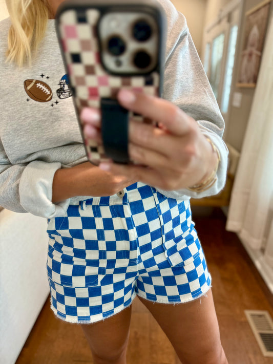Blue Check Shorts