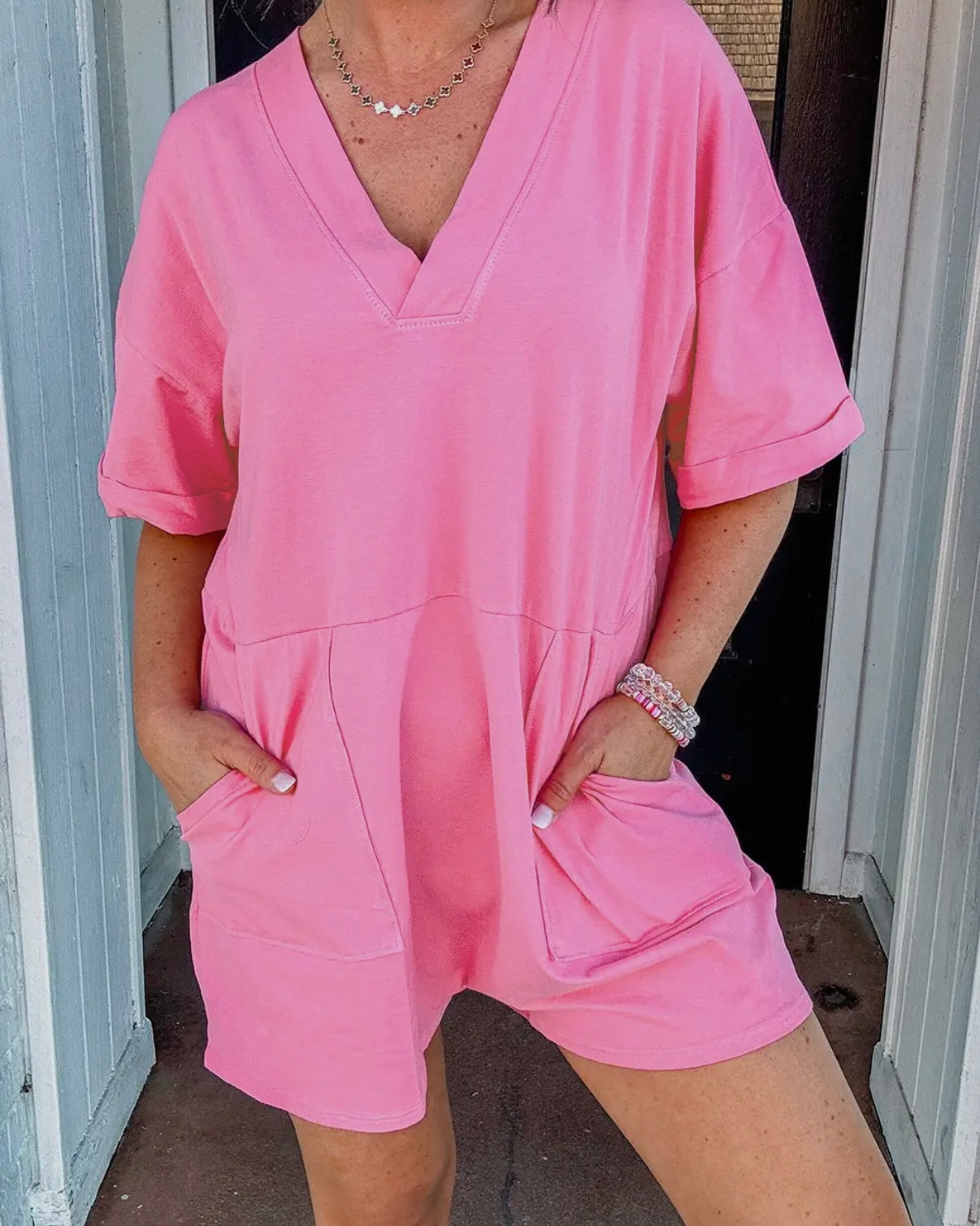 Pink Knit Romper