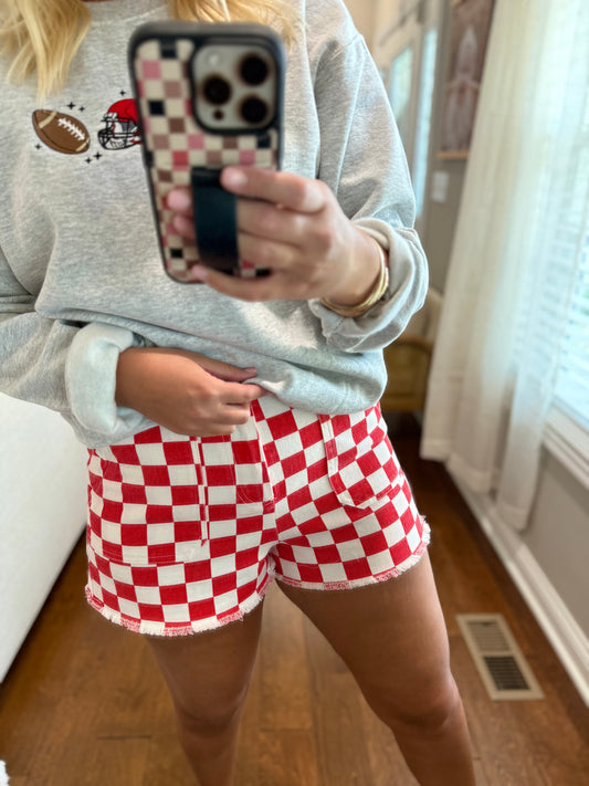 Red Checkered Shorts