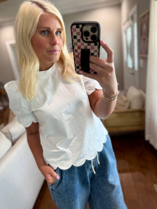 Scalloped White Top