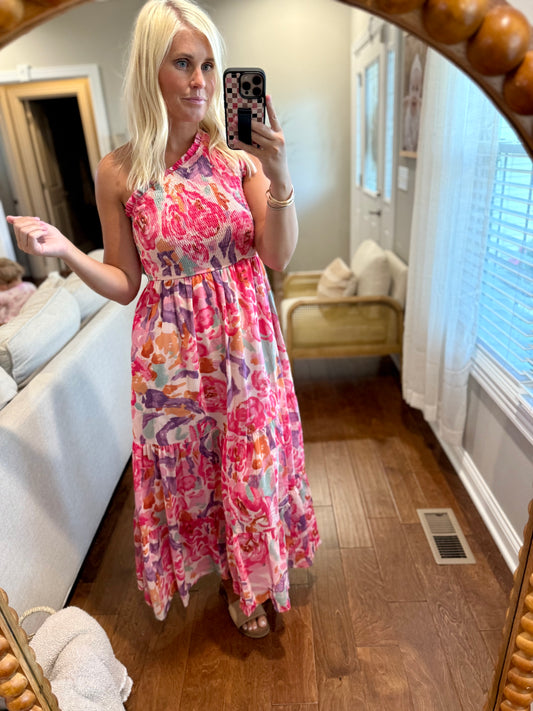 Floral One Shoulder Maxi