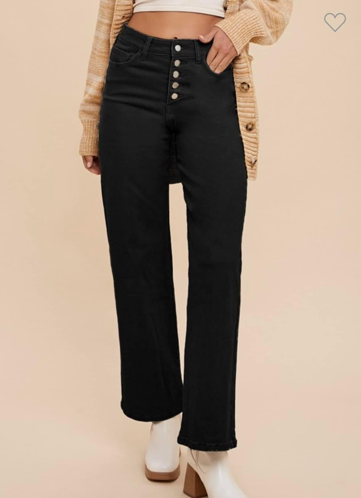 High Rise, Stretch, Wide Denim Jeans