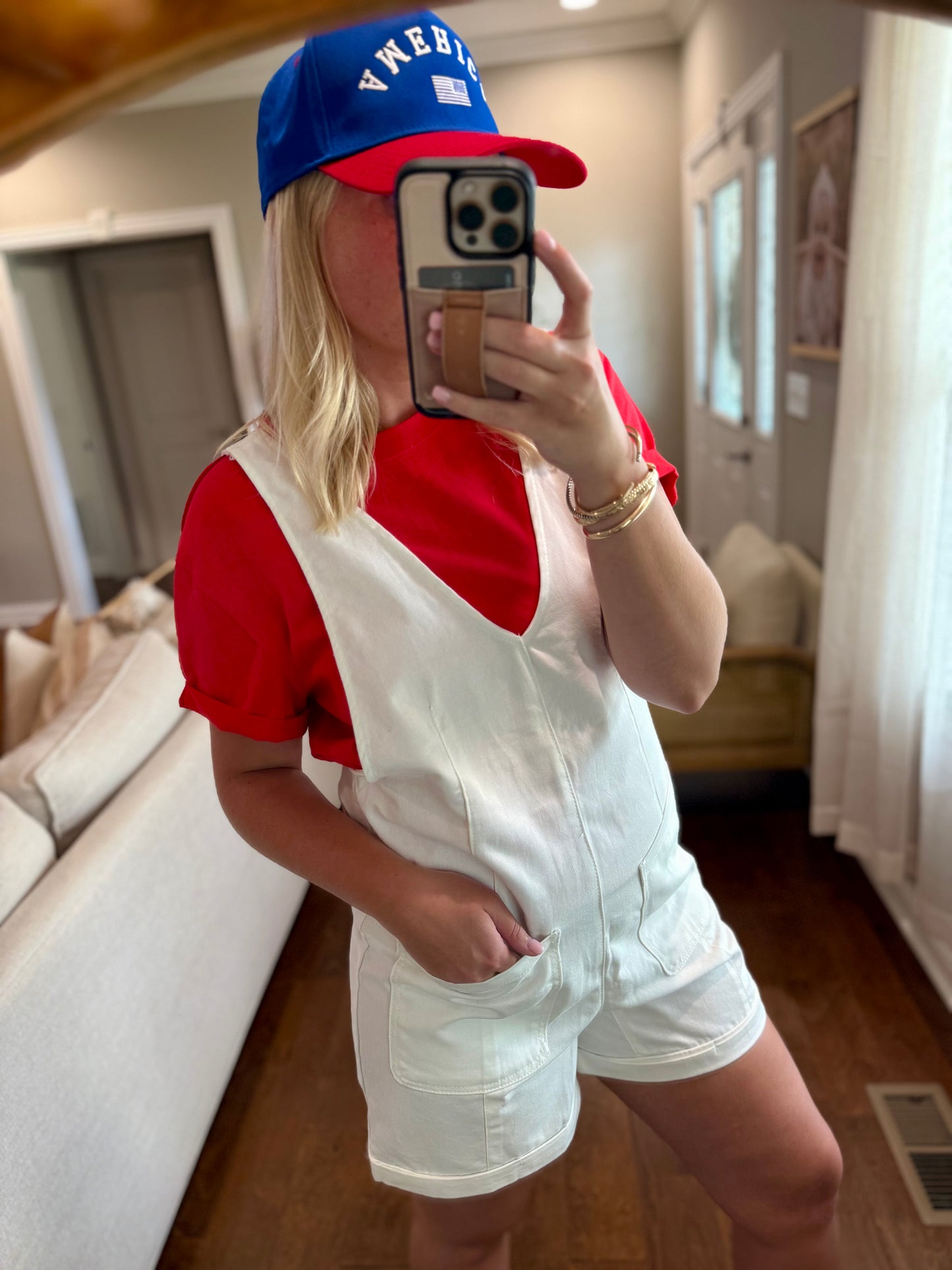 White Denim Overall